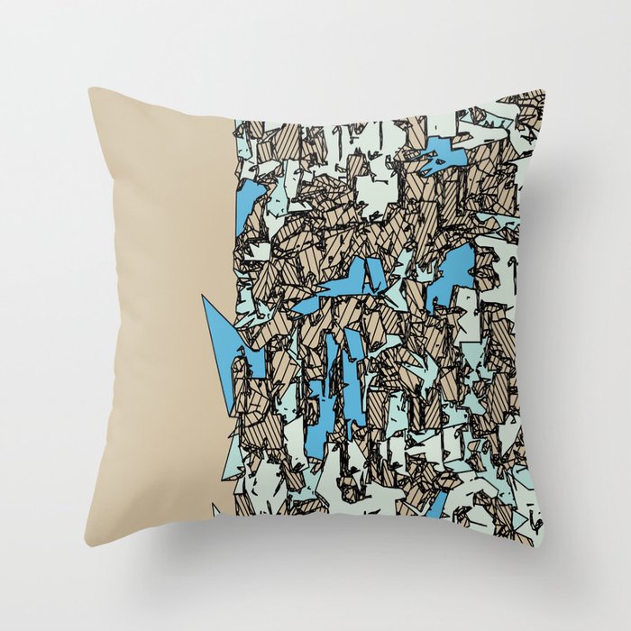 drawing and sketching abstract in blue with brown background Throw Pillow