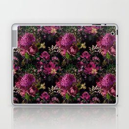 Burgundy Black Moody Floral Pattern Laptop Skin