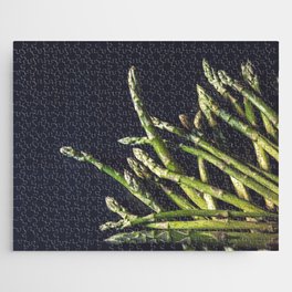 Fresh green asparagus on a black metal background | Food photography  Jigsaw Puzzle