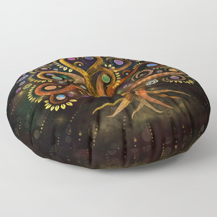 Tree of Life - Yggdrasil - Rainbow Swirl Floor Pillow