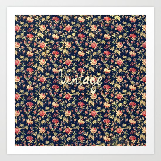 Vintage Elegant Pink and Red Roses Floral Pattern Art Print