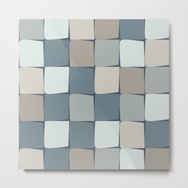 Flux Check Grid Pattern in Neutral Blue Gray Tones Metal Print