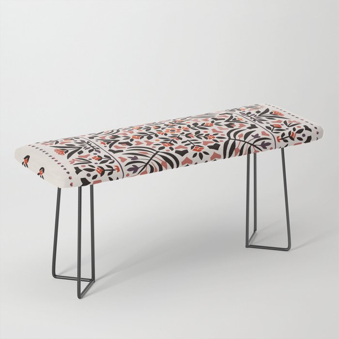 N153 - Floral Bohemian Traditional Moroccan Style Illustration Bench