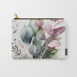 Boho Minimalistic Flower Watercolor Leaves Carry-All Pouch