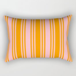 [ Thumbnail: Light Pink and Dark Orange Colored Pattern of Stripes Rectangular Pillow ]