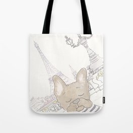 French Bulldog Photobomb in Paris with Eiffel Tower Tote Bag