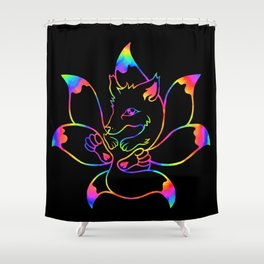 AnimaLine "Rainbow Kitsune" - 7 Tailed Fox Shower Curtain