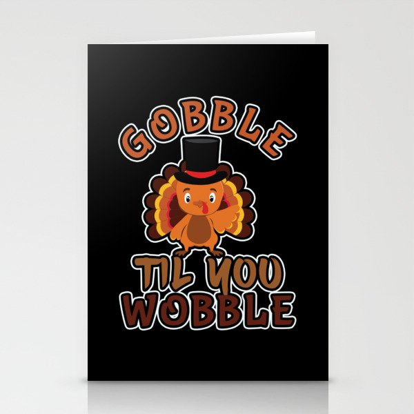 Fall Autumn Turkey Gobble Wobble Thanksgiving Stationery Cards