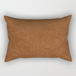 Mid Century Nordic Brown Leather Print Rectangular Pillow