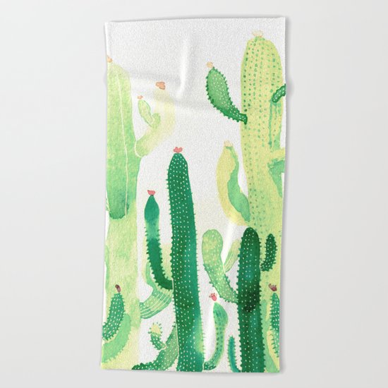 cactus and sun Beach Towel