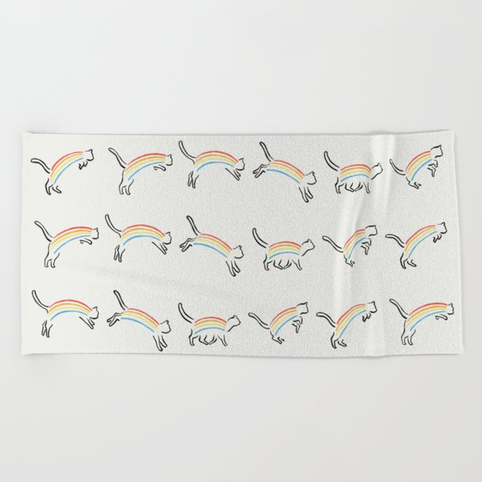 Rainbow Cat Beach Towel