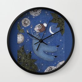 Where my Flower Grows Wall Clock | Tree, Prince, Paper, Night, Flying, Outdoors, Universe, Drawing, Flower, Star 