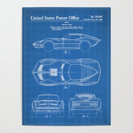 Classic Car Patent - American Car Art - Blueprint Poster