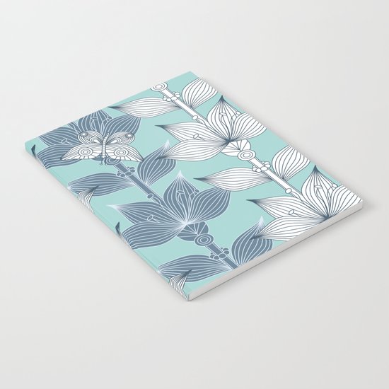 WHITE AND BLUE FLOWERS Notebook