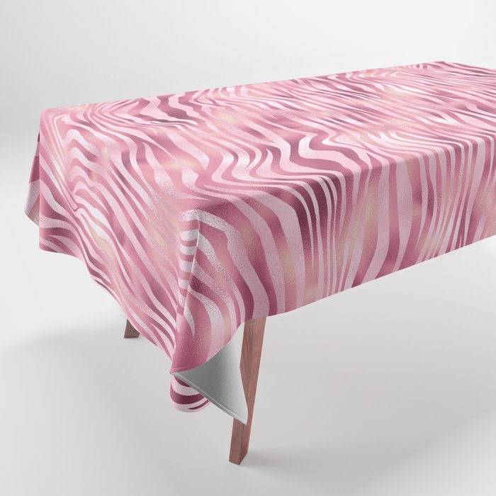 Pink Tiger Stripes Pattern Tablecloth