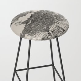 Canada, Vancouver - Black & White Aesthetic City Map Bar Stool