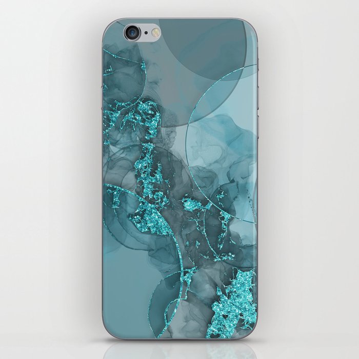 Luxury Ink Marble Painting With Circles iPhone Skin