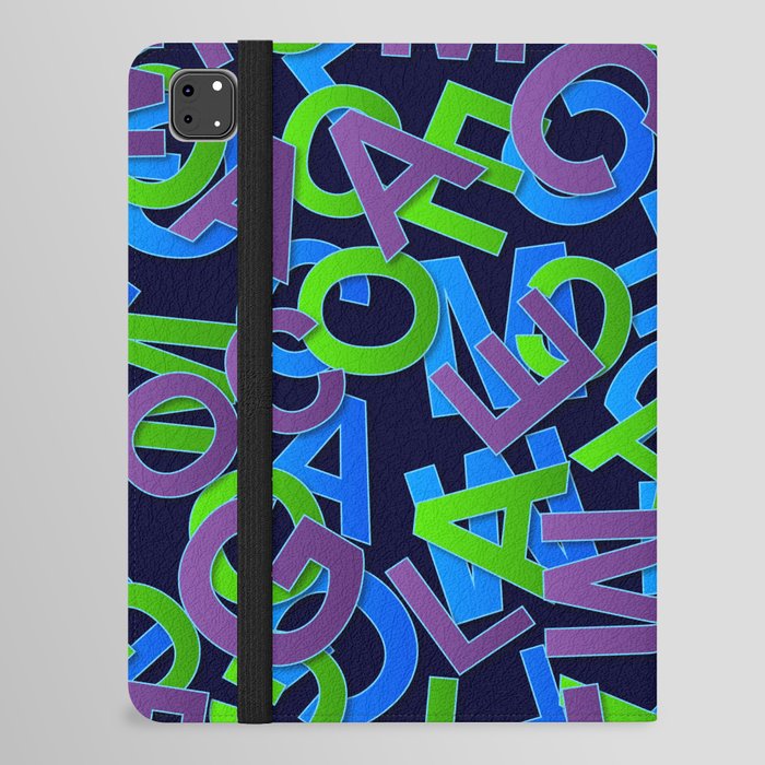 Blue & Purple Color Alphabet Design iPad Folio Case