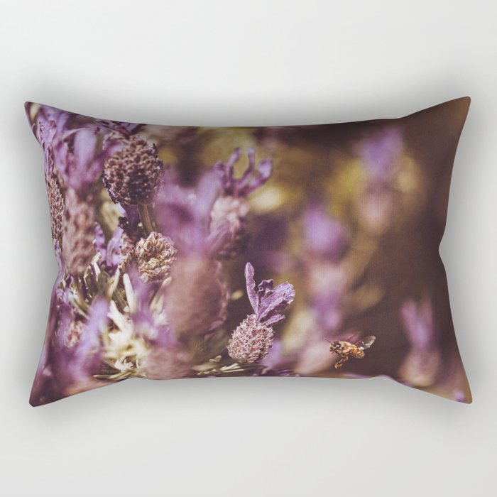 honey bee and french lavender Rectangular Pillow