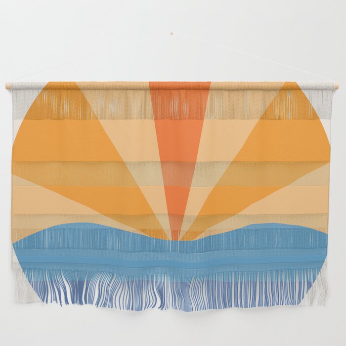 LightCoverSun - Colorful Sunset Retro Abstract Geometric Minimalistic Design Pattern Wall Hanging