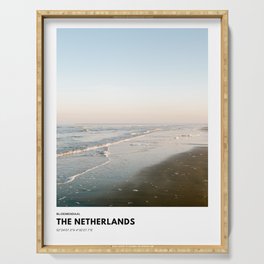 The Dutch Beach | The Netherlands | Coordinates travel poster Serving Tray