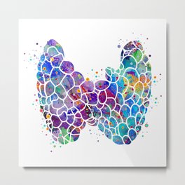 Thyroid Gland Anatomy Watercolor Metal Print