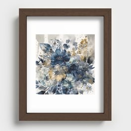 Blue Floral Print - 2 Recessed Framed Print