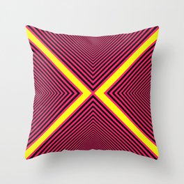 Psychedelic X Geometric Pattern - Pink and Black Throw Pillow