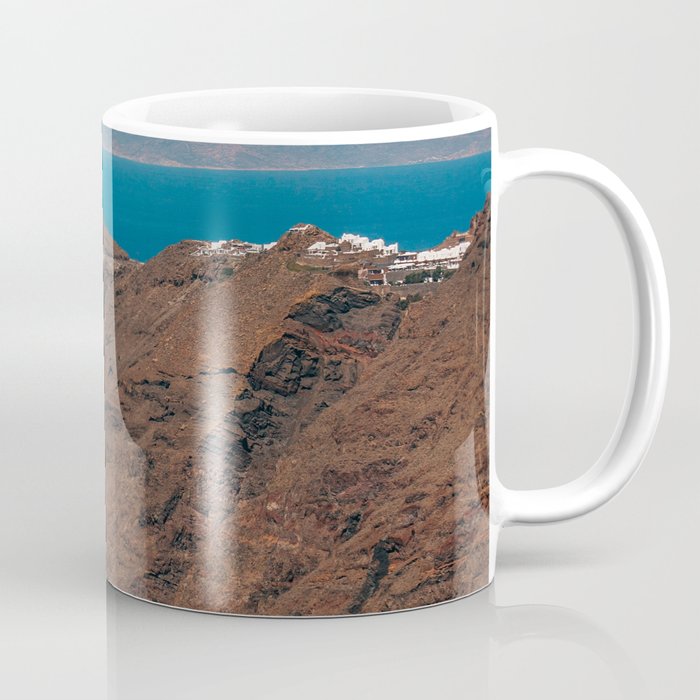 View over the Volcanic Greek Island Santorini | Landscape, Nature and Travel Photography in Greece, Europe Coffee Mug