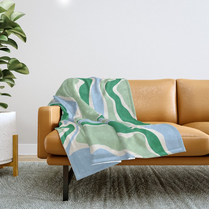 Vintage Groovy Wavy Marble Throw Blanket