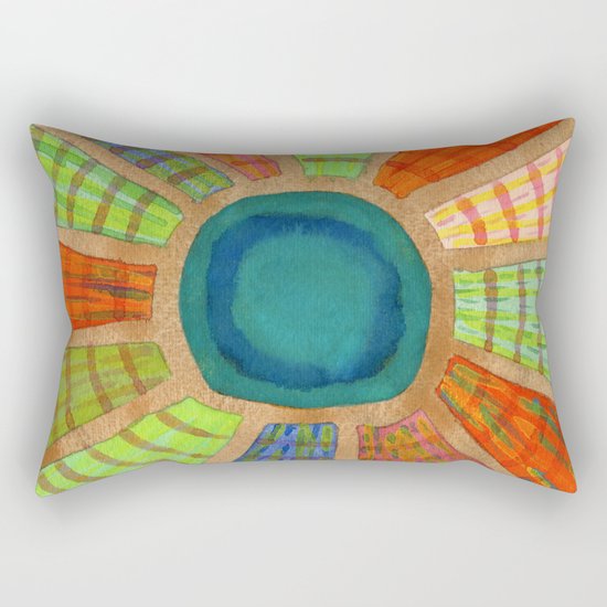 Blue radiating Sun Rectangular Pillow