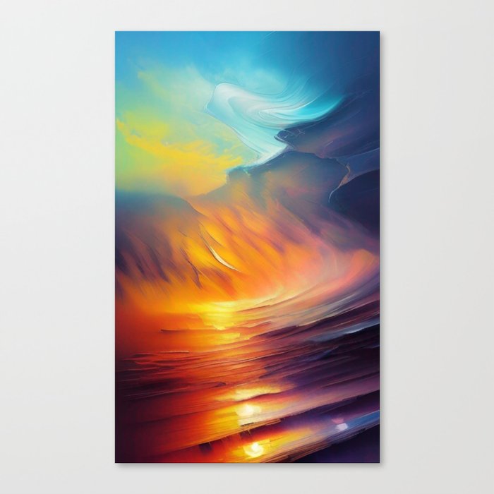 Oil Painting Sunset Canvas Print