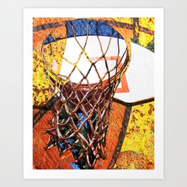 Basketball Hoop on Baskeball Art Art Print