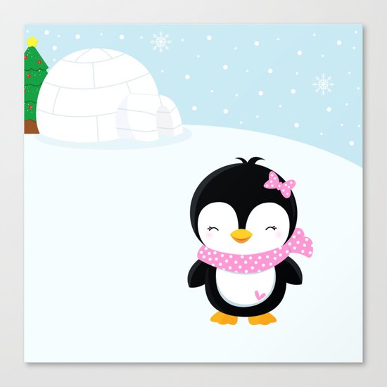 Cute penguin girl Canvas Print