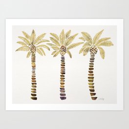 Mediterranean Palm Trees – Gold Palette Art Print