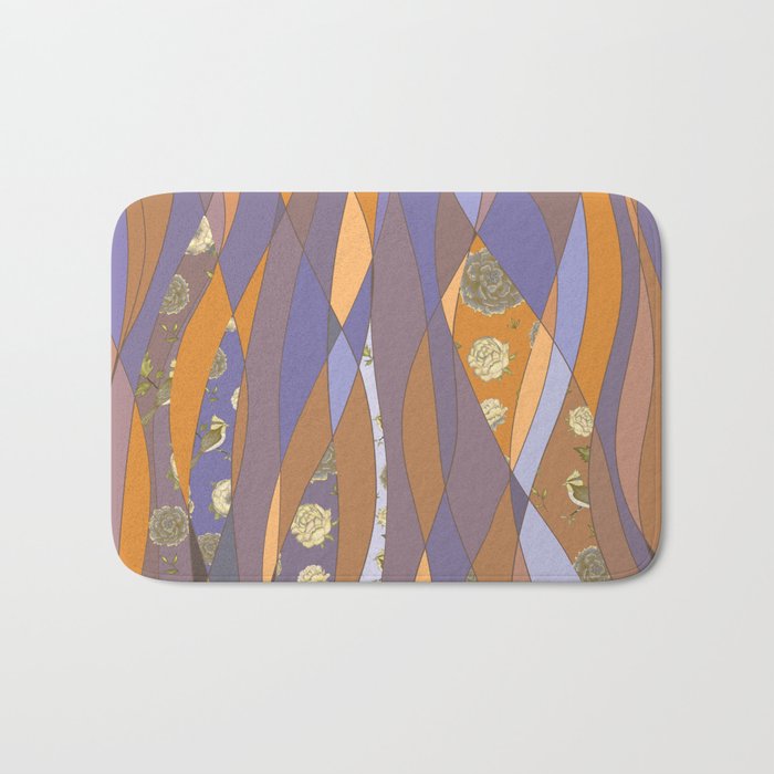 Abstract pattern with floral collage Bath Mat