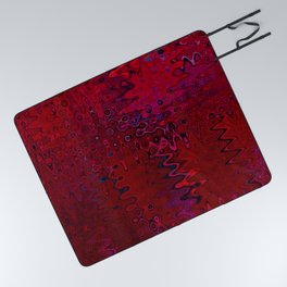 Distorted Red Abstract Artwork Picnic Blanket