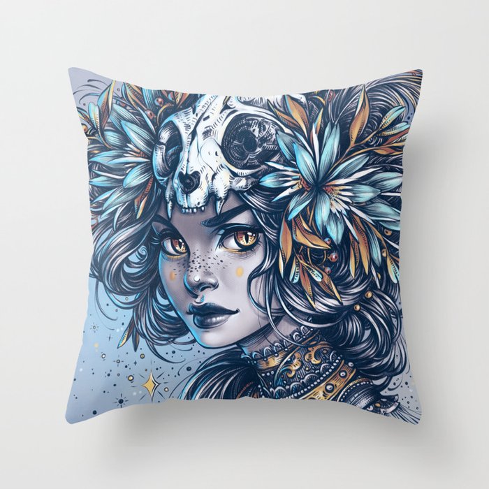 Night Cat Witch Throw Pillow