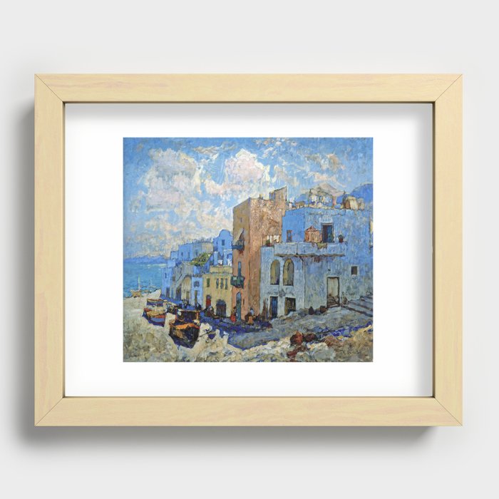 Town houses and boats Recessed Framed Print