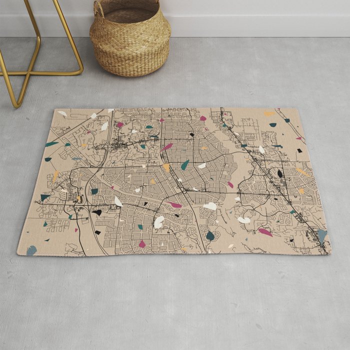 USA, Port St. Lucie City Map Collage Rug