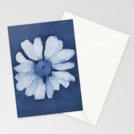 Indigo Daisy Flower Stationery Card
