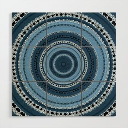 Blue Texture Mandala Wood Wall Art