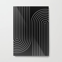 Minimal Line Curvature II Black and White Mid Century Modern Arch Abstract Metal Print