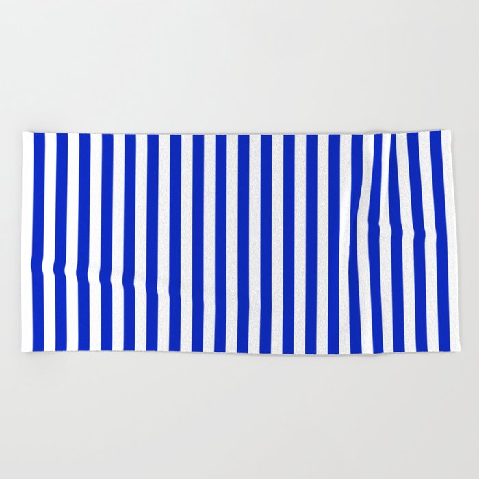 Cobalt Blue and White Vertical Deck Chair Stripe Beach Towel