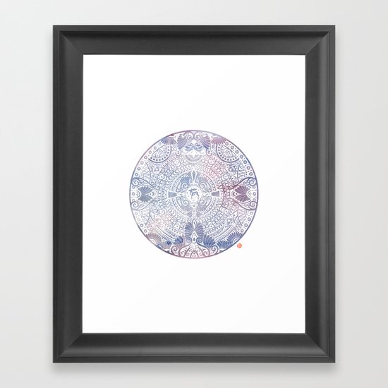 deer mandala (white) Framed Art Print