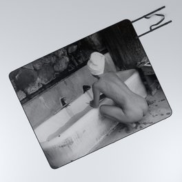 Bath in Paris, Cold Water Flat, Female Nude black and white art photography / photograph Picnic Blanket