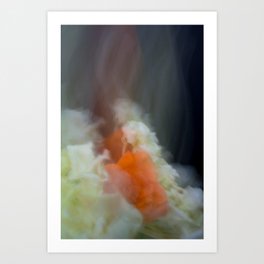 Fleur Blur-Abstract Orange Rose & White Flowers Art Print