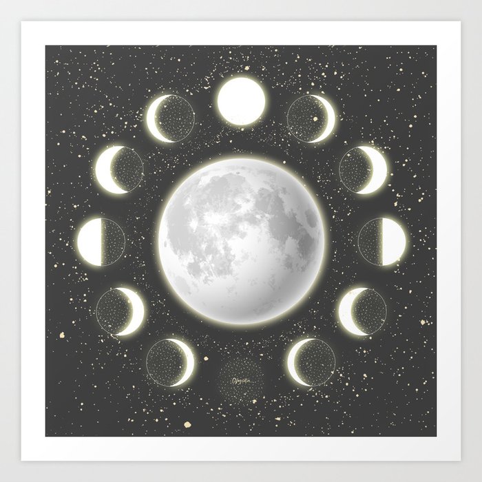 Telescope Dreamy Shine-Phases of the Moon Art Print