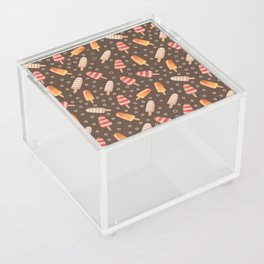 Popsicle Lover Print On Brown Background Pattern Acrylic Box