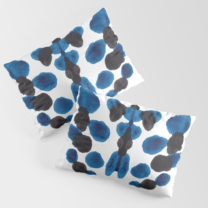 Blue Turquoise & Black Ink Blot Colorful Pattern Pillow Sham